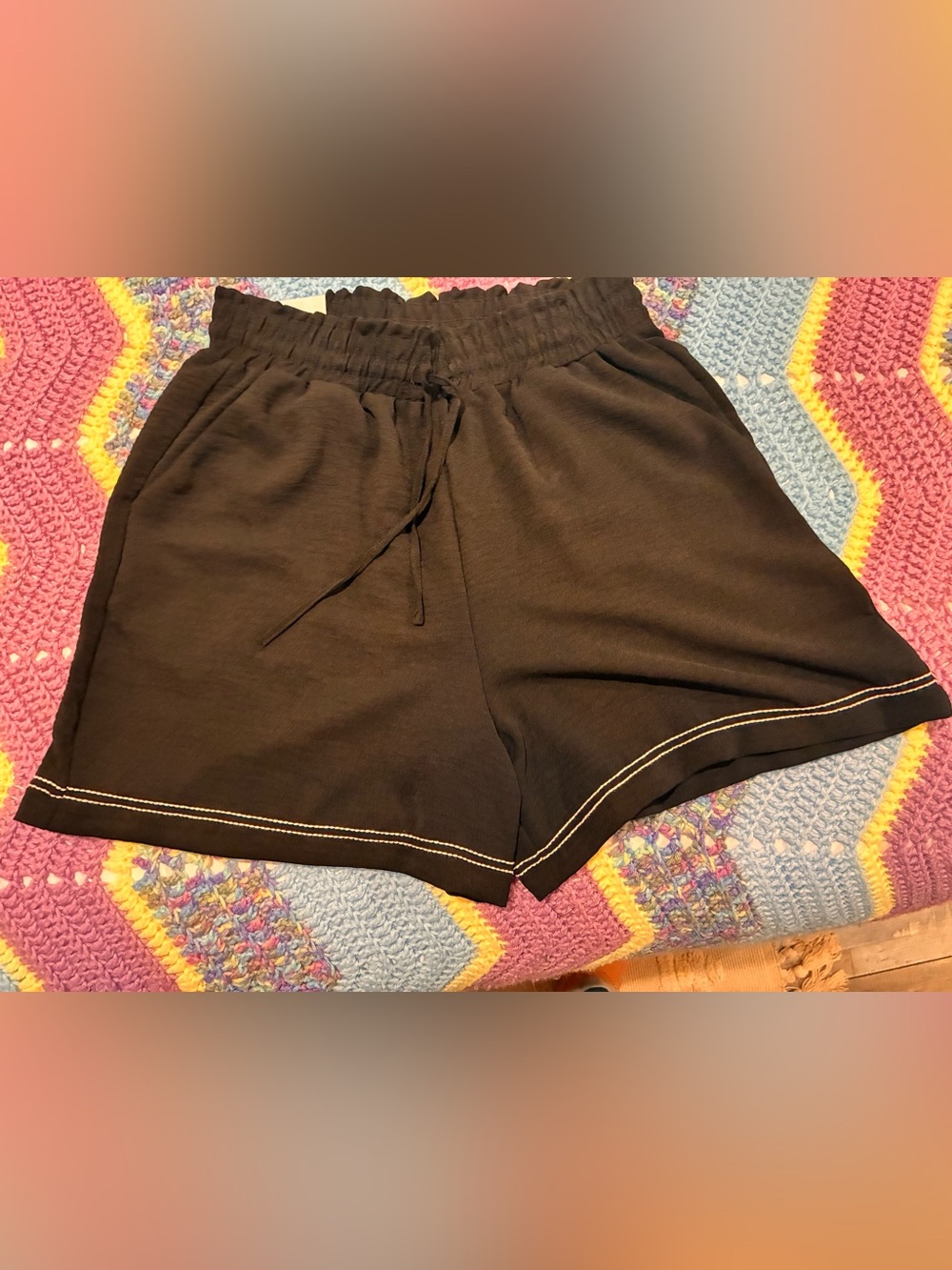 Adrianna Papell Black High-Waist Drawstring Casual Shorts
